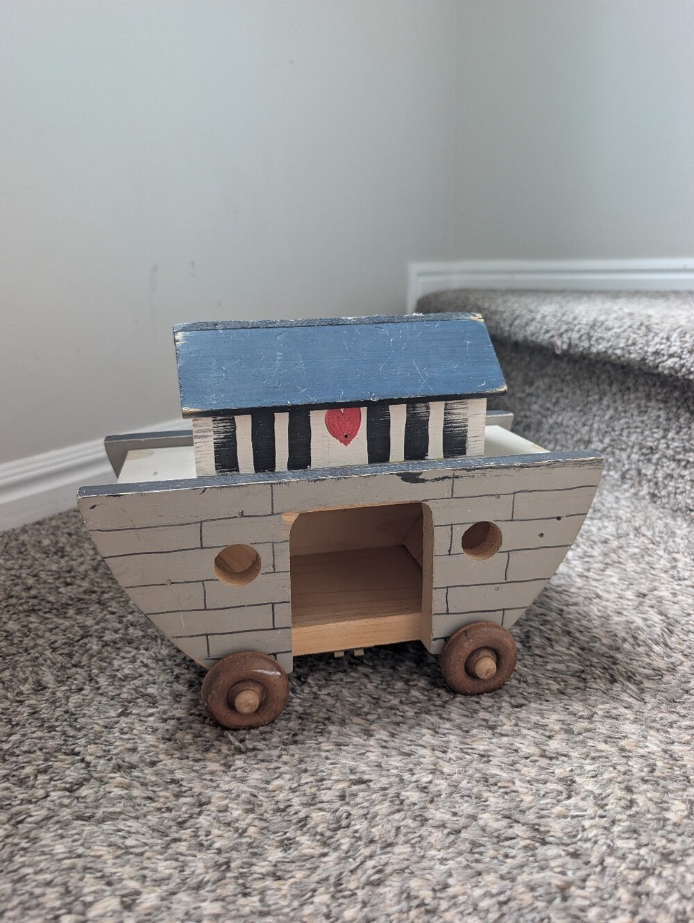 Vintage Wooden Noah's Ark Baby Toy Toddler Toy Nursery Decor